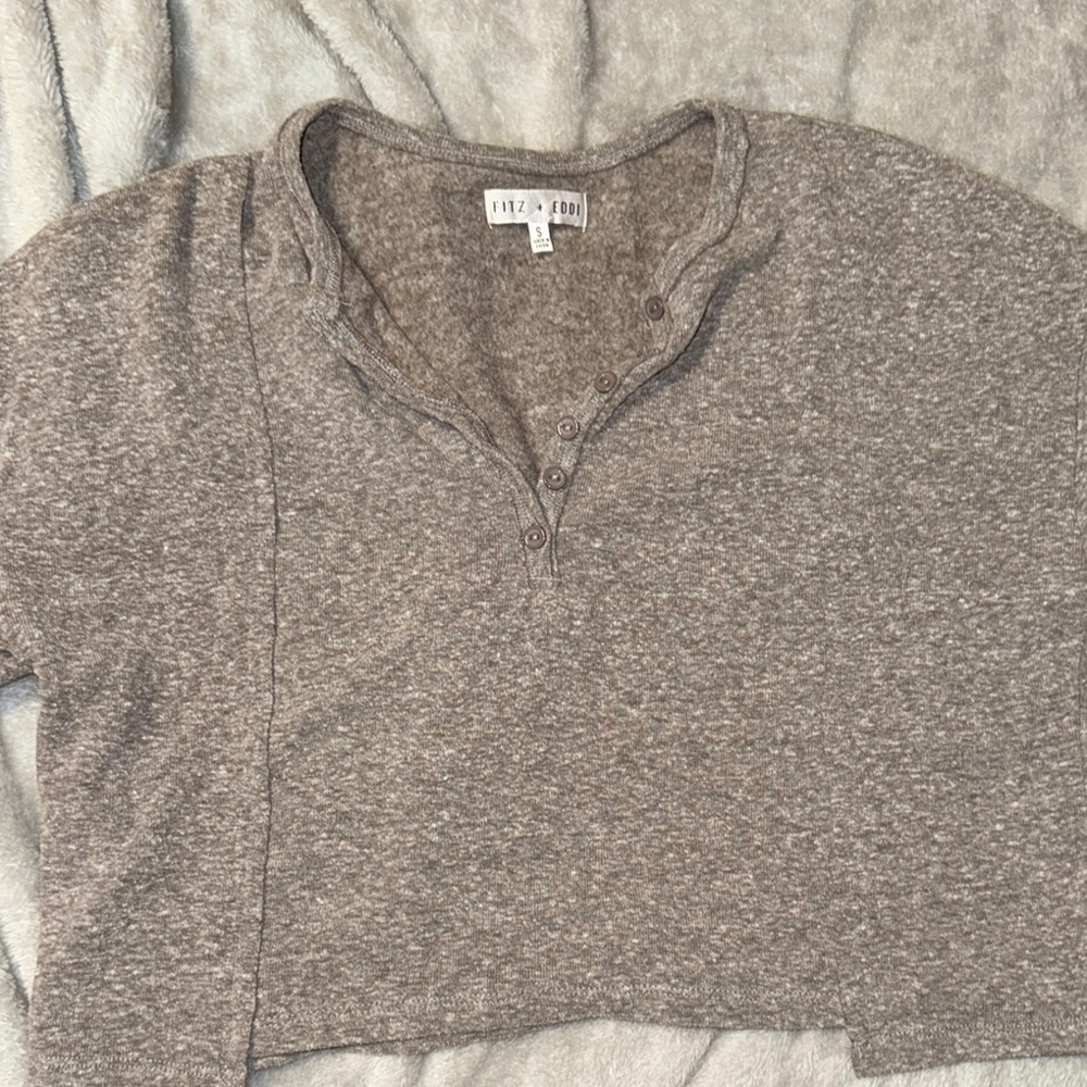 Gray Polo Crop Top with Short Sleeves